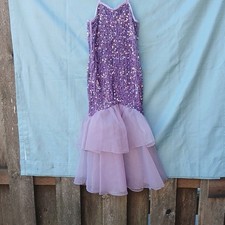 SHEIN Girls Purple Sequin Mermaid Long Dress Sleeveless Sweetheart Tulle 8Y