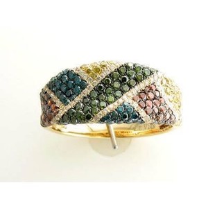 Le Vian 14K Yellow Gold Band Ring 1.24 cts Yellow Red Green Blue Diamonds Size 7