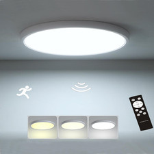 Motion Sensor Ceiling Light 12In Flush Mount 24W Round LED 3CCT Indoor Fixture