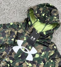 NEW Under Armour Boys Fleece Hoodie Sweatshirt Green Camo Logo Youth XS