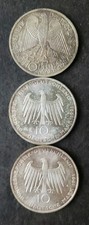 1987 J, 1991 A, and 1991 A Germany 10 Marks Silver Coins