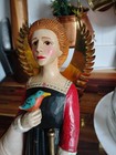 Gorgeous Vintage Leo R Smith Folk Art Angel Blue Bird & Horn Numbered 13” MCF — photo 9