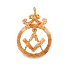 9ct Rose Gold Open Circular Masonic Pendant - 22x33x1mm - 2.0g