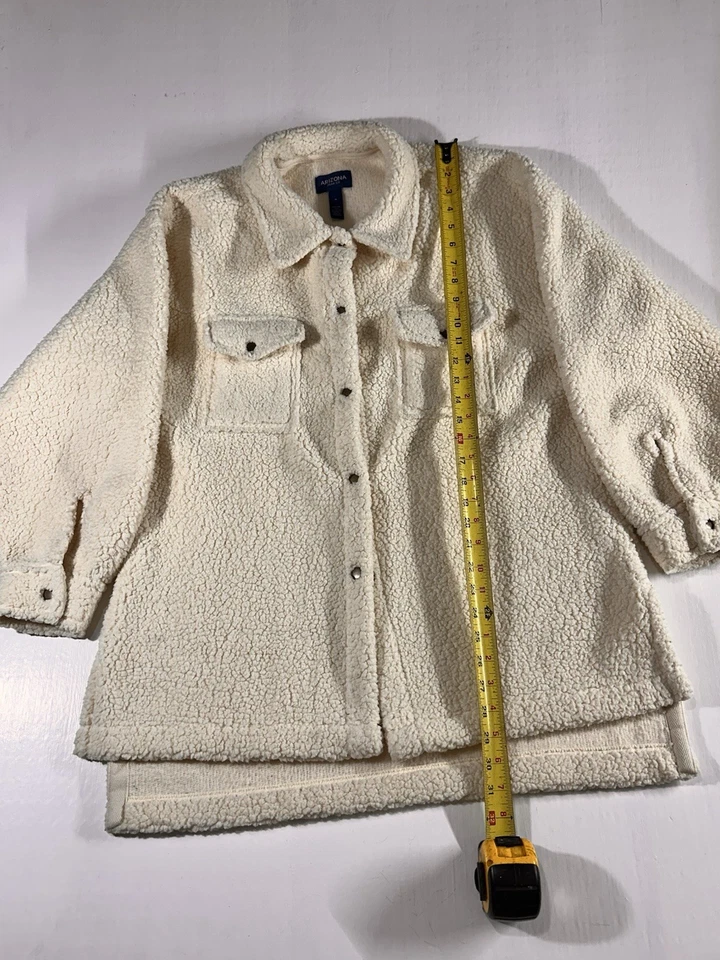 Jaqueta Arizona Jean Company Sherpa Relax Fit bolsos creme tamanho médio - Imagem 3 de 4