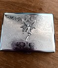 Fairy Cigarette Case, Silver Chrome RFID Wallet Business Card Art Nouveau Design