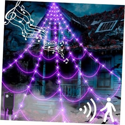 Retisee Halloween Decorations 17ft Spider Web Lights Motion Activated Sensor 