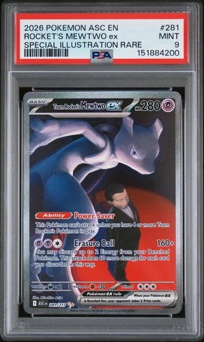 2026 POKEMON ASC  SPECIAL ILLUSTRATION RARE #281 TEAM ROCKET'S MEWTWO EX PSA 9