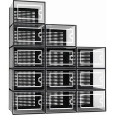 12x Transparent Case Shoe Display Boxes Sneaker Trainers Organizer Box Stackable