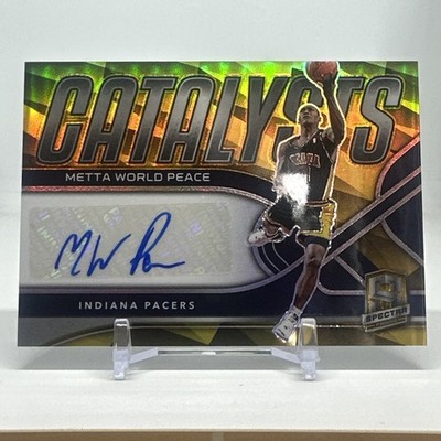 2021-22 Spectra Metta World Peace Gold Prizm Auto /10 Autograph Pacers SSP