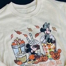Walt Disney World Parks Womens Mickey Pumpkin Spice Nice Sweatshirt Medium NWT