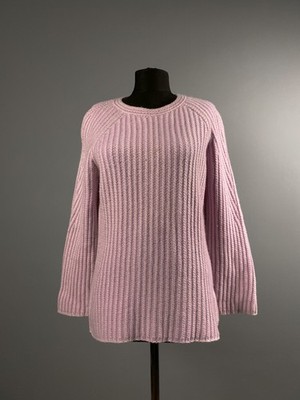 Iris Von Arnim Women Pink Rib Knit Pure Cashmere Jumper Sweater Pullover Size XL