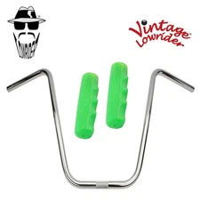 Original Lowrider 16" 22.2 D Handlebar Chrome 212 120mm Grips Sparkle/Green