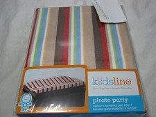 NEW Kids Line Pirate Party Velour Changing Pad Cover - Multi Colors Stripe NIP