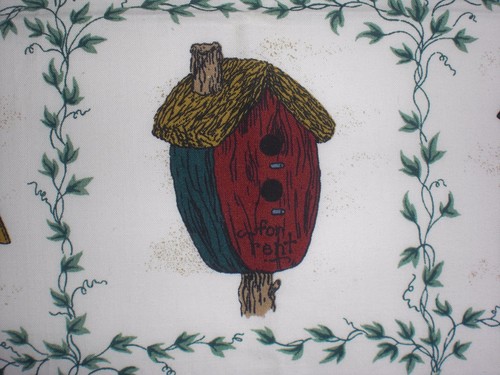 Country Bird House Bed and Breakfast Square Block Fabric Remnant 45"W x 27.5"L - Picture 5 of 9