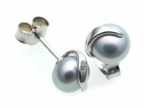 Orecchini di lusso con perle grigi in oro bianco