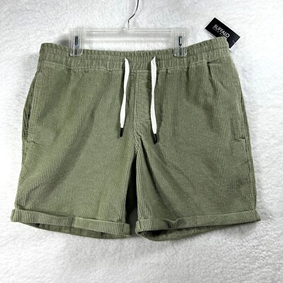 Buffalo David Bitton Mens L Sage Green Corduroy Haiden Shorts Summer Minimalist