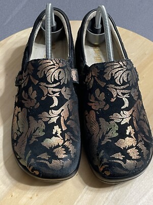 Alegria KAR-557X Karmen Regal Copper Slip Women EU 36 US 6.5 Foiled Floral Clogs