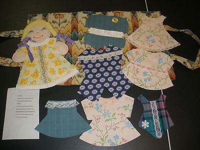 hand crafted doll & clothes LEARN TO PUT CLOTHES ON DOLL in carry case (T20)