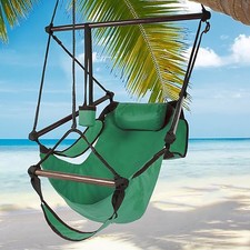 Hamaca Colgante Interior/Exterior Silla Columpio Aire/Cielo Madera Maciza 250lbs Verde