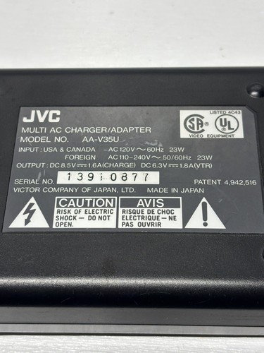 JVC AA-V35U AC 120V Portable Camcorder Dual Battery Charger - Picture 6 of 7