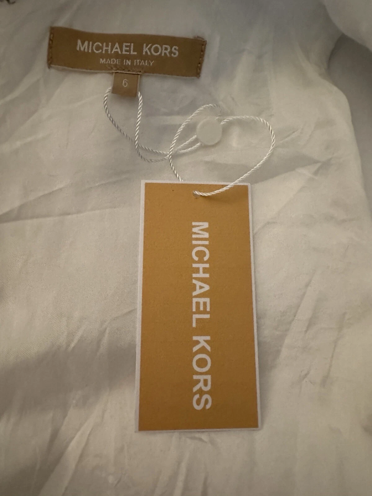 Abito a tubino Michael Kors Collection bianco crepe senza maniche borchie $1.995 taglia 6