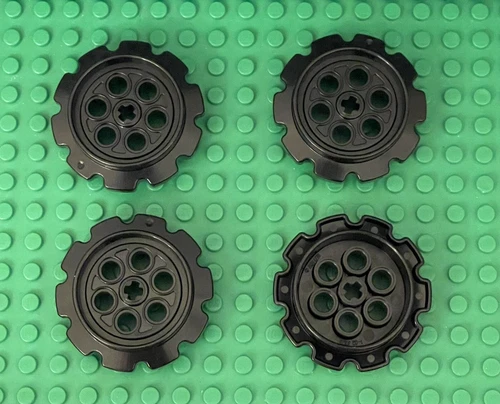 Lego 4 Pieces Black Technic Tread Sprocket 5x5x1 Large Wheel Part #57519 - Picture 1 of 6