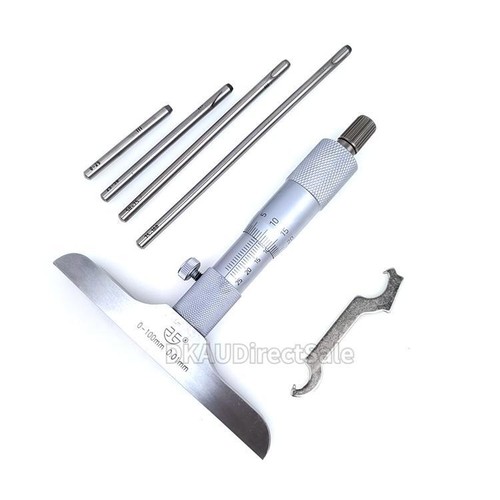 Accurate Depth Micrometer Gauge Tool Metric Micrometers Gauge 0100mm