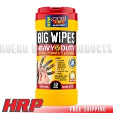 BIG Wipes Heavy Duty Industrial Textured Scrubbing Wipes, Red Top, (80 Count)