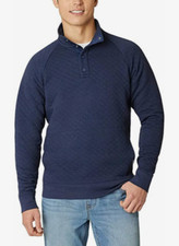 Eddie Bauer Men's Quarter Snap Mock Quilted Pullover Blue, S