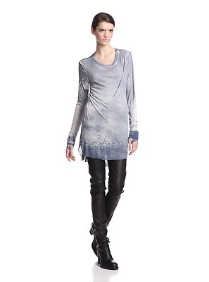 NEW Ann Demeulemeester Women's Blue And White Long Sleeve Shirt