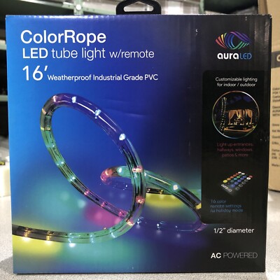 Aura LED 16'' Color Rope Tube Light - W/REMOTE - Weatherproof PVC