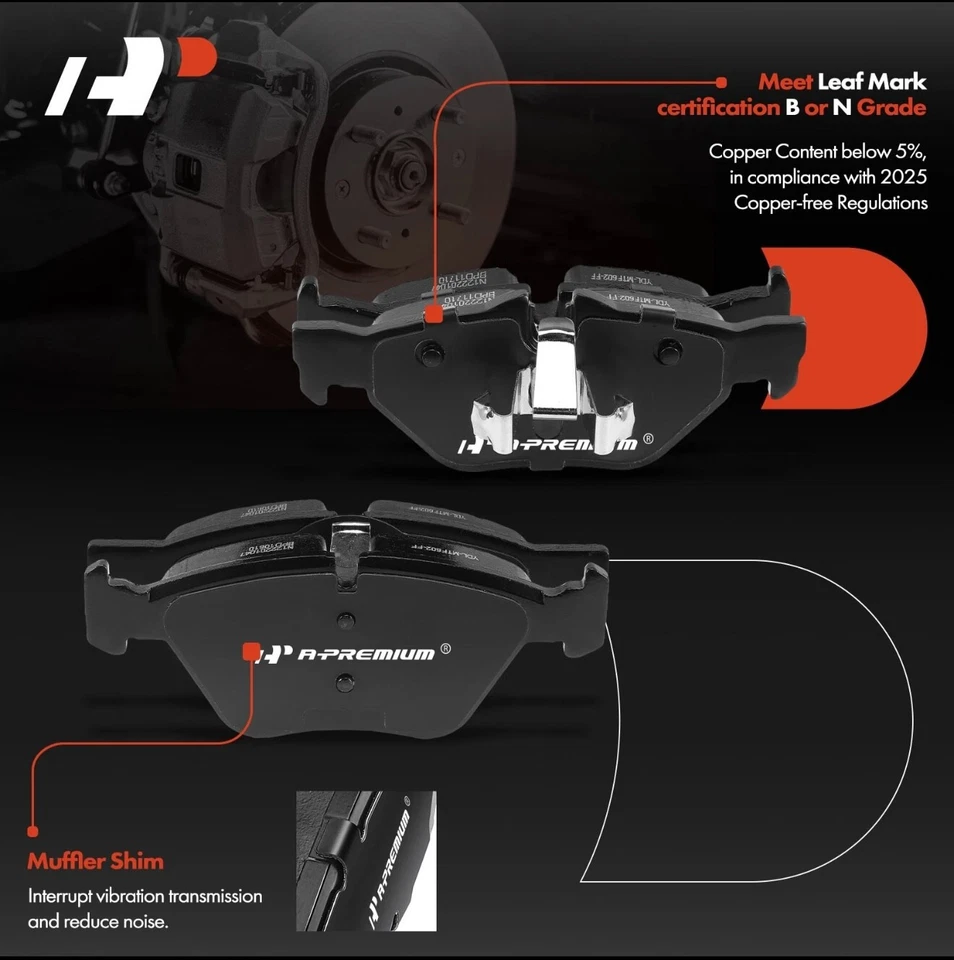 Тормозной ротор BMW + тормозная колодка, набор из 6, задний водитель и пассажир, A-Premium - Изображение 2 из 4