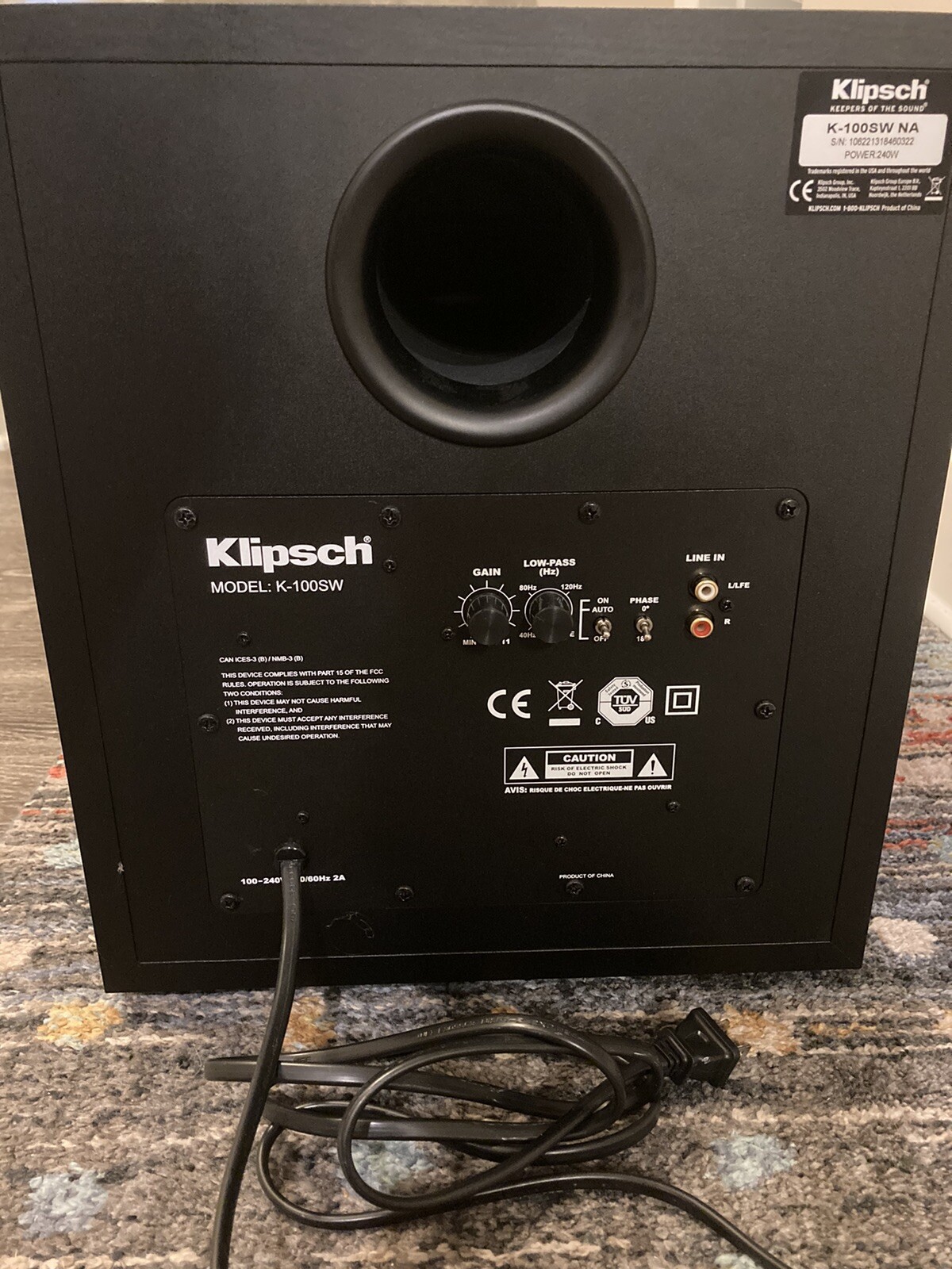 klipsch subwoofer 100sw