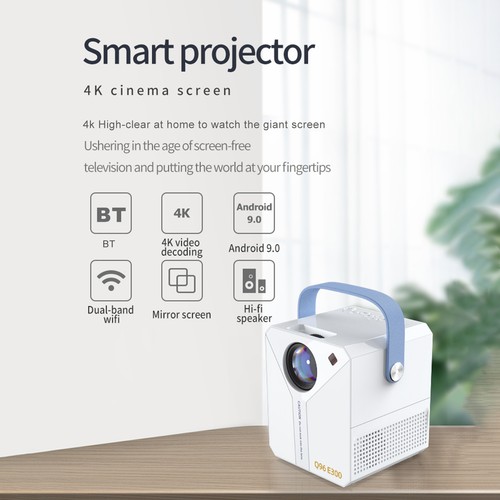 Portable Projector Android 9.0 High-Clear Large Screen Experience Hi-Fi E4Z1 - Picture 2 of 10