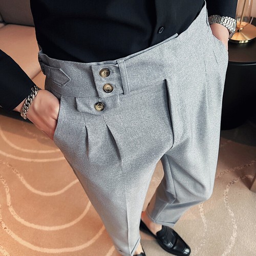 Summer New Men's Hanging High Waisted Straight Leg Pants Business Pants Trousers - 第 6/14 張圖片