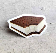 Vintage Food Sticker Ice Cream Sandwich Vanilla Chocolate Delicious Bite 1Pc