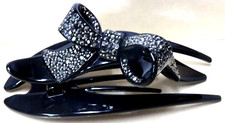 Vintage Beautiful Rhinestone Hair Comb Clip w/Bow top 5" Long-2" tall Handmade