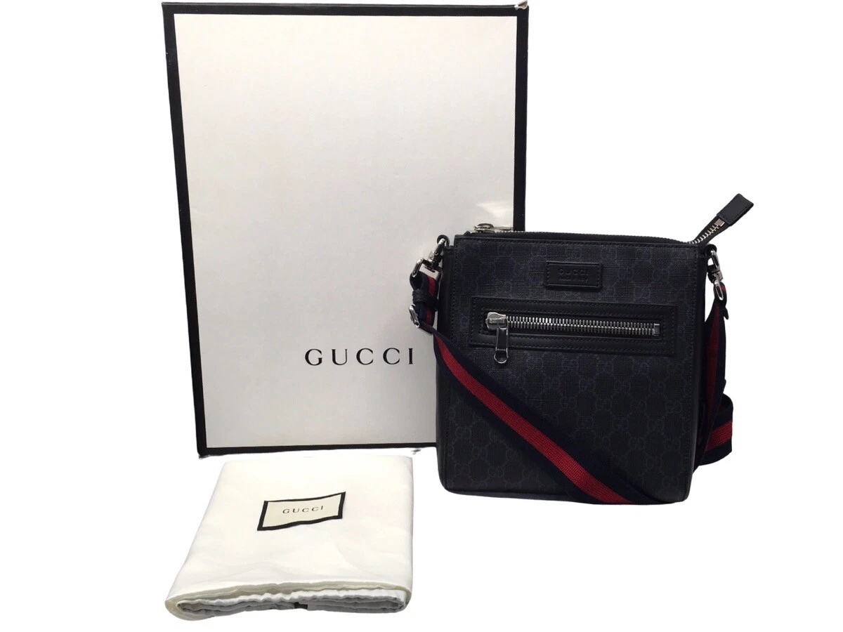 GUCCI GG SUPREME MONOGRAM WEB PETIT PLAT HOMME MESSENGER BANDOULIÈRE B (EPJ028493)