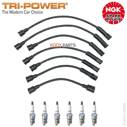 TRI-POWER LEADS & NGK PLUGS - for Holden One Tonner HX 3.3L 202ci Red Motor - Picture 1 of 2