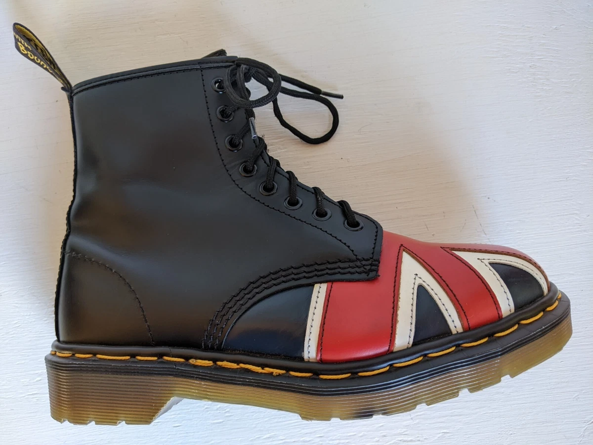 5 DR. MARTENS UNION JACK LEATHER BOOTS 6UK MADE IN ENGLAND VINTAGE RARE UNISEX