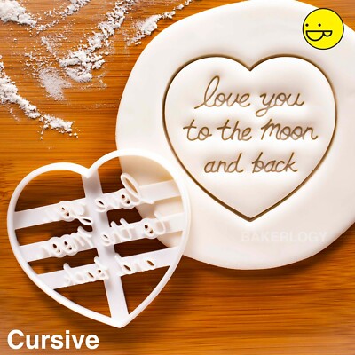 Love You To The Moon And Back Cookie Cutter Cursive Quote Heart Shape Wedding Ebay