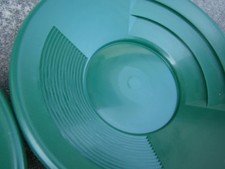 Lot of 2 - 10" Green Gold Pans - Panning - Duel Riffles - Mining Prospecting  