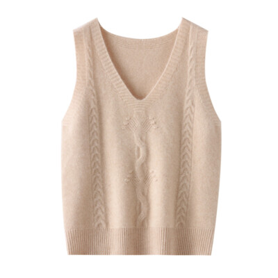 Femme Tricoté Débardeur Col V Gilet Faux Cachemire Gilet Pull sans