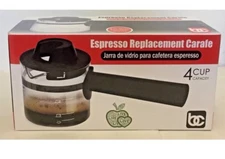 Bene Casa 4-Cup Replacement Carafe.Jarra de vidrio para cafetera Espresso.