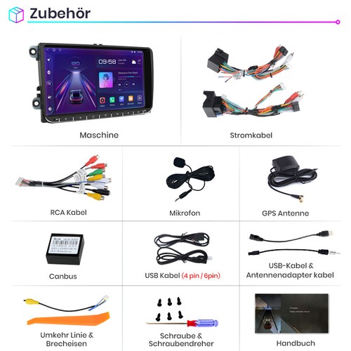 Carplay Android 13 Autoradio GPS NAVI RDS Für VW GOLF 5 6 Touran EOS Tiguan Polo - Bild 14 von 15