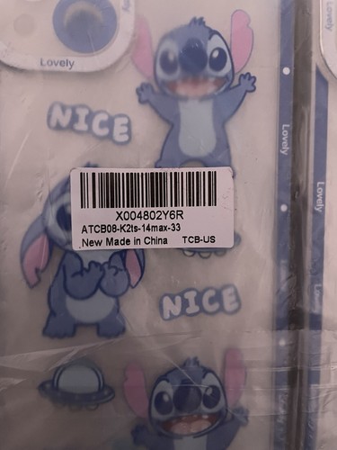 Two iPhone 14 Pro Max Stitch Disney Character Clear Phone Cases