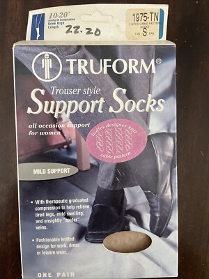 Truform 1975 Trouser Style Ladies  Support Socks Tan Small 10-20 mmHg