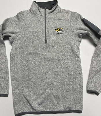 Missouri Tigers Reverse Thread 1/4 Zip Pullover Adult Small Heather Gray Logo