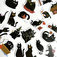 Black Cat Kitten Stickers Scrapbooking Planners Journals Card Making