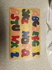 Vintage Large Wooden Alphabet Puzzle 1987 Chadwick Miller Inlaid Wood ABCs